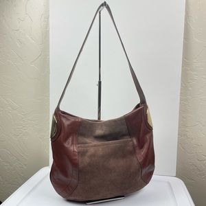 B. Makowsky brown suede/leather hobo bag